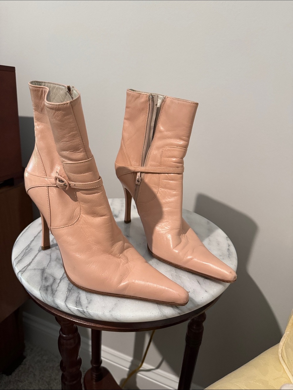 Charles and David Italy Women's Blush Pink Pointed-Toe High Heel Ankle Boots 37